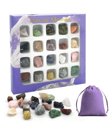 Obidodi 20 Gemstones Chakra Crystals Stone Set Natural Crystals and Gem Stones Set for Kids Crystals for Beginners Reiki Healers and Yoga Practioner Anxiety Relief Meditation Relaxation (01)