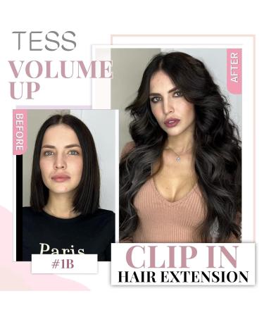 Tess Clip-In Hair Extensions | Real Remy Hair | 60 cm Natural Black (170g 8 Tressen) - Smooth Long Hair Extensions - Buy Online on GoSupps.com
