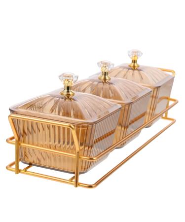 CIYODO Snack Serving Tray re-usable Divided Snack Tray 27.5X9.5X6CM Golden