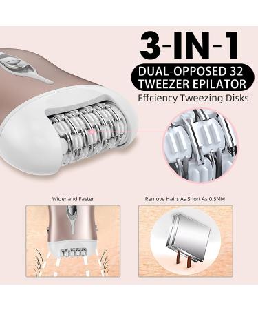 Rechargeable Cordless Epilator for Women - Rose Gold Hair Removal Device for Face, Arms, Legs, and Underarms - Buy Online on GoSupps.com