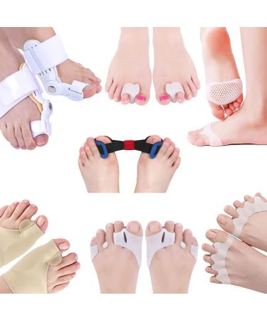 Bunion Corrector For Women Men, Bunion Pads Kit 15Pcs, Hallux Valgus Relief, Toe Spacer Straightener, Big Toe Separator Correction Splint Hammer Gel Metatarsal Sleeve Protector Brace Exercise Strap