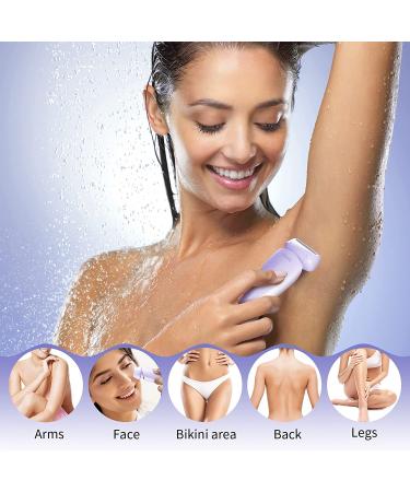 GKINIKG 2 in 1 Women's Electric Razor - Bikini Trimmer, Wet Dry Use, Cordless with Charging Base - Light Purple - Buy Online on GoSupps.com