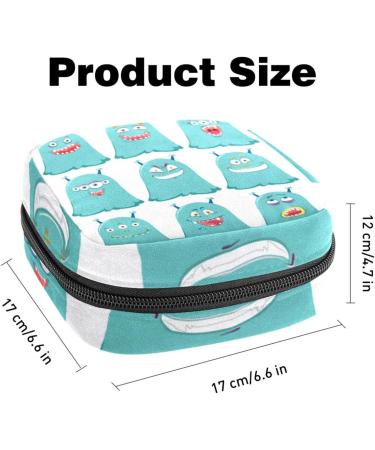 Blue Cute Aliens Women's Bag | Large Menstrual Cup Pocket & Zipper | Multi-Colored Period Inserts & Tampon Storage - Buy Online on GoSupps.com