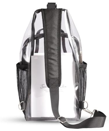 Mildbeer Small Clear Sling Bag - Stadium Approved Transparent Bag for Concerts, Festivals, Sports Games & Work - Black - Buy Online on GoSupps.com