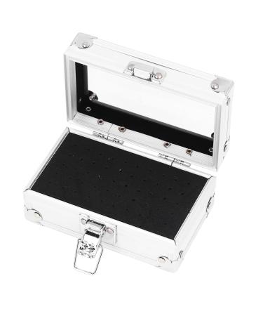 Nail Drill Bit Holder Box Professional Nail Polish Head Storage Box Secure Lock Design Organizers Container with Transparent Flip Cover for Salon Nail Grinding Head (Silver)