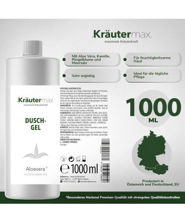 Herbal Max Aloe Vera shower gel cleansing gel with aloe vera gel for body and hair 1 x 1000 ml Aloe vera 1 l 1er Pack - Buy Online on GoSupps.com