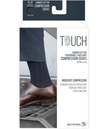 Touch Men's Dress Socks - Graduated Compression Knee High Business Casual Wear Muscle Support Recovery Black Large (15-20 mmHg) - International Shipping Available - Buy Online on GoSupps.com