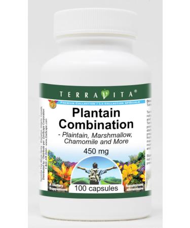 Plantain Combination - Plaintain Marshmallow Chamomile and More - 450 mg (100 Capsules ZIN: 512583) - 3 Pack