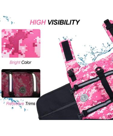 Vivaglory Ripstop Dog Rescue Vest - Buoyant & Visible Camouflage Pink XS (35-43cm) for Small to Medium Dogs | International Shipping Available - Buy Online on GoSupps.com