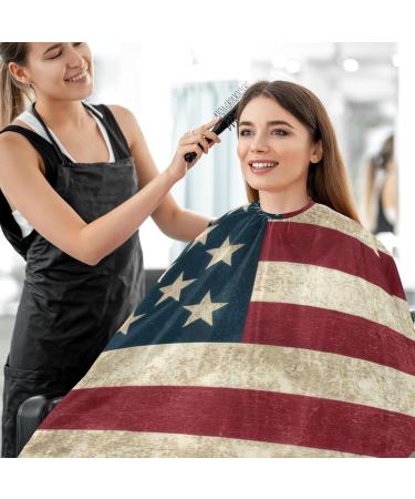 Shop Vintage American Flag Barber Cape - Waterproof Salon Hairdresser Cape for Men & Women - Adjustable Snap Closure for Home & Salon Use - Buy Online on GoSupps.com