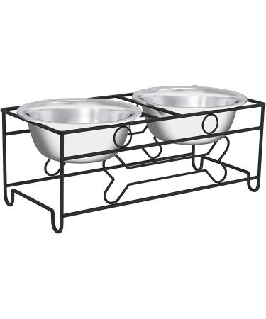 PETMAKER Stainless Steel Raised Food and Water Bowls with Decorative Stand - 2 Pack 6.5 Height - Buy Online on GoSupps.com