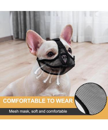 ILEPARK French Bulldog Muzzle - No Cover Forehead Adjustable Mesh Anti-Biting for Short Snout Dogs (Large Black) - Comfortable & Breathable - Buy Online on GoSupps.com