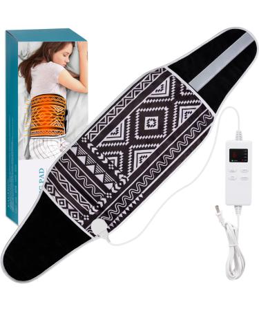 Heating Pad Toberto XL Electric Heating Pad for Back Pain and Cramps Relief 4 Timer Settings 12 x 47 Large Heating Pad with Auto Off and 6 Heat Setting for Period Cramps Neck and Shoulders Black 12x 47