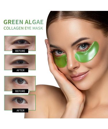 Green Algae Eye Masks with Green Tea Extract - 60 Pcs Hydrating Pads for Dark Circles & Swollen Eyes - Buy Online on GoSupps.com