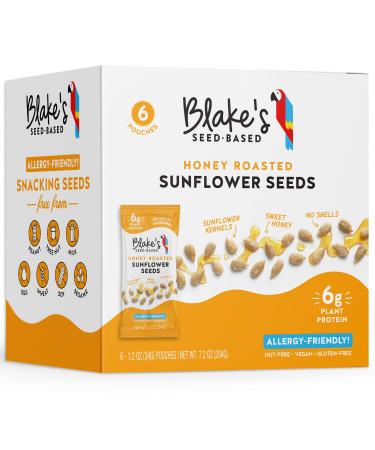 Blakes Seed Based Roasted Sunflower Seeds  Honey Roasted (6 Count), Vegan Protein Snack (6g of Protein), Gluten Free, Nut Free & Dairy Free, Healthy Snacks for Adults or Kids, Individually Packed Honey Roasted 6 Count (P