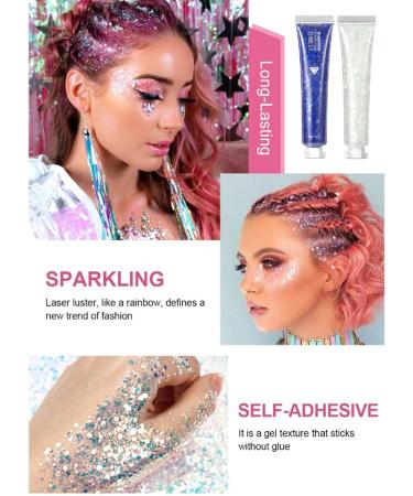 RoseFlower 6 Colours Face Gel Glitter Body Gel Festival Glitter Cosmetic Face Hair Nails Eyes Bling Sequins Makeup Sequins Liquid Eyeshadow Christmas Halloween Makeup Mermaid Powder Shiny Flakes #1 - Buy Online on GoSupps.com