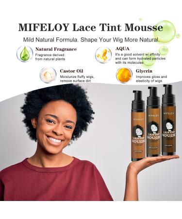 Lace Tint Melting Hair Mousse 100ml - Mocha Medium Brown Foam Spray for Lace Front Wig, Toupees, & Hair Pieces - Natural Finish Edge Control - Women's Cosplay Wigs Tool Set - Buy Online on GoSupps.com