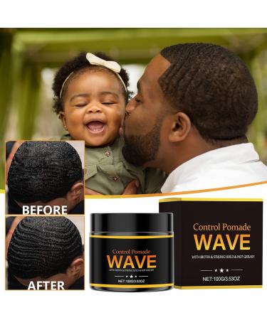 hair pomade Natural Wave Pomade for Men Wavy Hair Product Easy Wash 360 Wave Training Hair Cream Moisture Grease for Men Promotes Layered Waves (2PC) - Buy Online on GoSupps.com