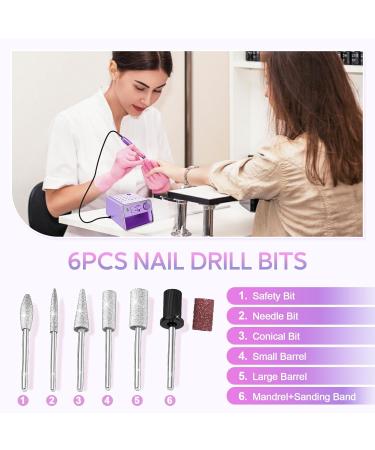 ALLE S Compact USB Powered Electric Nail Drill Kit - 20000 RPM, 6 Bits, 106 Sanding Bands, Purple - Buy Online on GoSupps.com