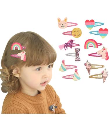 SUpoetry 12 Pieces Glitter Hair Clips Glitter Hair Clips for Girls Cute Girl Hair Clips Sparkling Hair Clips for Little Girls to Dress Up - Buy Online on GoSupps.com