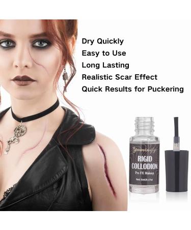 Makeup Rigid Collodion & Remover Kit - Liquid Scar Makeup for Halloween | SFX Scarring Liquid with Brush (5ml + 30ml - Buy Online on GoSupps.com