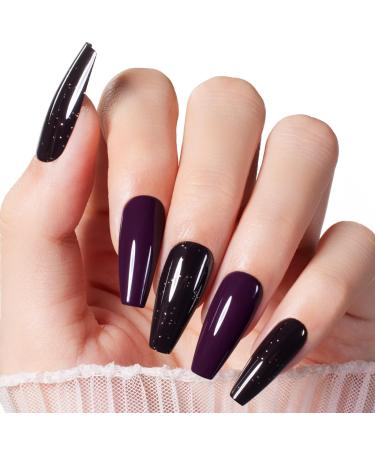 Beetles Press On Nails 2 Colors Camellia Medium Coffin Fake Nails 60 Pcs 15 Sizes Fake Nails with Glue Reusable Nail Kit Mini Manicure File DIY Home Girls Gifts for Women