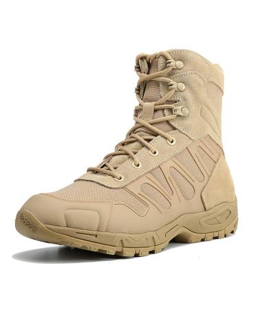 IODSON Mens Military Tactical Boots Lightweight and Durable work Boots Outdoor Combat Jungle Anti-Slip Boots Hiking Boots Backpacking Boots 9.5 Beige