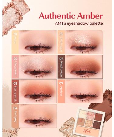 AMTS Authentic Amber Glitter Eyeshadow Palette - Korean Neutral Brown Shades for Day to Night Glamour - Buy Online on GoSupps.com