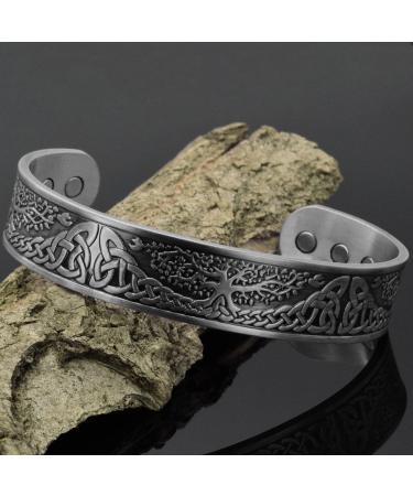 Mens Womens Copper Bracelet pewter coated Copper Bangle with 6 Magnets Adjustable Antique Silver (TLP)-Celtic Tree of Life (L: Wrist 19.5-22.5cm/7.7-8.8") - Buy Online on GoSupps.com
