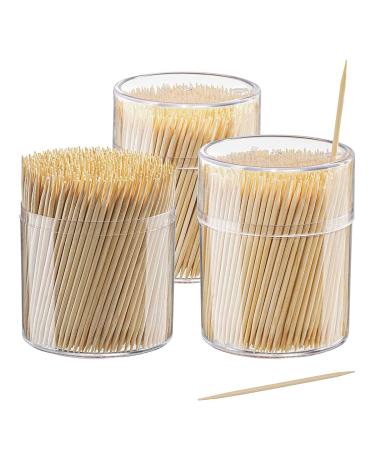 1500 Count Bamboo Wooden Toothpicks Wood Round Double-Points Tooth Picks Double Pointed