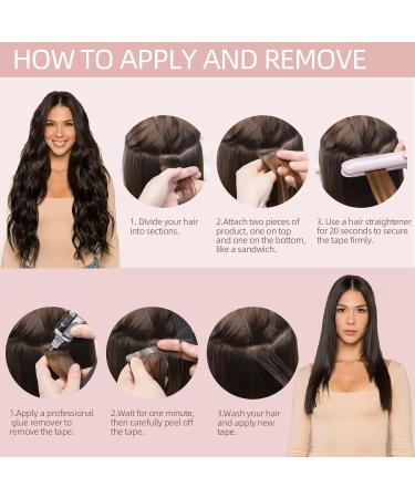 Silk-co Tape-In Real Hair Extensions Black 40 Pieces Real Hair Tape Extensions Remy Tape Glue Extensions Skin Weft 100 g No. 01 Jet Black 60 cm - Buy Online on GoSupps.com