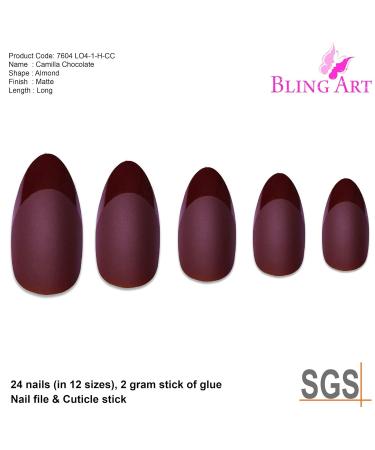 Shop Brown Matte Almond Stiletto False Nails - 24 Long Acrylic Tips | Bling Art International Shipping - Buy Online on GoSupps.com