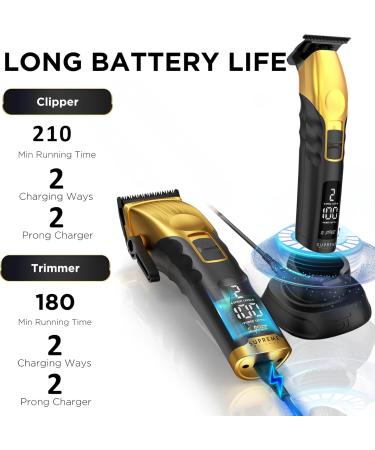 Supreme Trimmer 2-in-1 Beard Trimmer & Hair Clipper Combo | Cordless Professional Barber Tools with LCD Display & Removable Blades | STB280 Gold - Shop Now for Worldwide Shipping - Buy Online on GoSupps.com