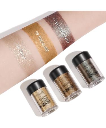 FOCALLURE 3 Pcs Mineral Eyeshadow Pigment Set - Long Lasting Waterproof Glitter Eyeshadow for High-impact Eye Looks - Buy Online on GoSupps.com