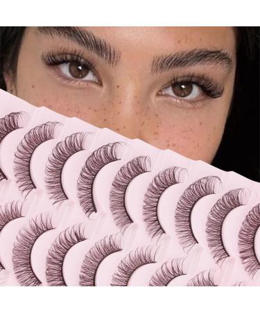 Parriparri Eyelashes Russian Strip Lashes Natural False Eyelashes Wispy Fluffy 10 Pairs Hybrid Strip Lashes D Curly Cat Eye Lashes Lightweight 3D Effect Fake Lashes Russian-27