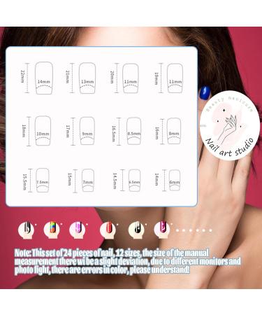 Yoolly 24pcs Short Square False French Tip False Nails Stick on Nails Glitter Press on Nails Removable Glue - on Fake Nails Acrylic Full Cover Nails Women Girls Nail Art Accessories (Flash Blue) - Buy Online on GoSupps.com