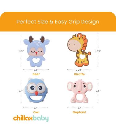 CHILLAX Teether Toys - Soothing Baby Teething Relief | Easy-to-Grip Non-BPA Silicone Teethers for Babies | Dishwasher-Safe | Ideal Shower Gift for Infants 3+ Months - Buy Online on GoSupps.com