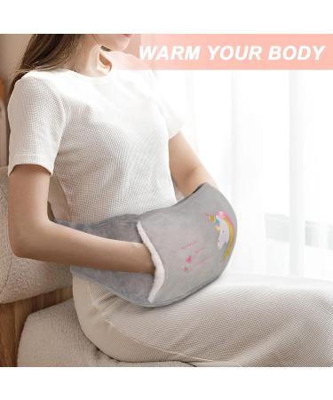 Votuku Unicorn Heat Bottle with Fluffy Cover & Belt - Soft Plush Hot Water Bottle for Hands Feet Neck & Back Relief - Buy Online on GoSupps.com