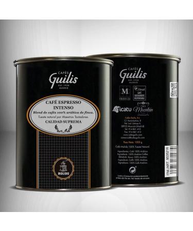 CAFES GUILIS FROM 1928 LOVERS OF COFFEE 100% Arabica Ground Coffee - Supreme Quality Intense Espresso Blend - 1kg Box - Buy Online on GoSupps.com