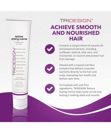 TRIDESIGN Texture Styling Creme - Anti-Frizz Hair Smoothing Cream for Men & Women | 6oz Hair Styling Product with Topical Nutrition Complex - Buy Online on GoSupps.com