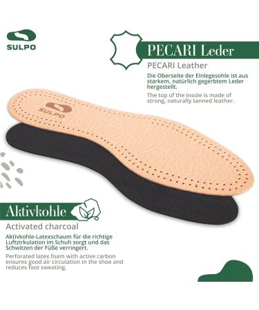Buy Sulpo Premium Leather Insoles - 3 Pairs of Odor Absorbing Anti-Sweat Breathable Activated Carbon Inserts - Size 42 - Buy Online on GoSupps.com