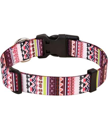 Mihqy Adjustable Soft Dog Collar - Bohemian Flower & Geometric Design for Small Medium & Large Dogs (Pink Bohemia Size L - 38-63 cm) - Buy Online on GoSupps.com