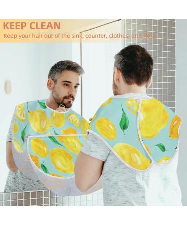 Lemon Pattern Beard Bib Apron - Non-Stick Waterproof Hair Catcher for Men | Perfect Grooming Gift with Suction Cups - Buy Online on GoSupps.com