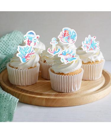 Catelves 46-Piece Mermaid Edible Cake Decorations - Perfect for Birthday Parties & Marine Themed Events - Buy Online on GoSupps.com