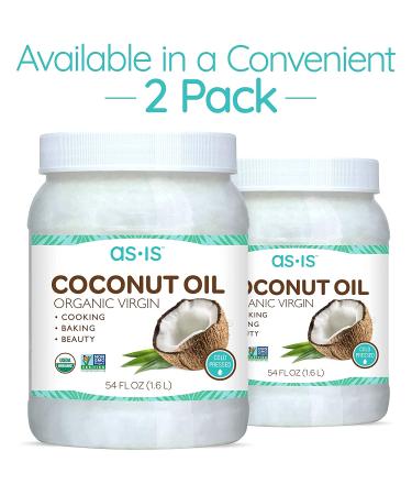 Organic Virgin Coconut Oil 54 fl oz for Cooking, Baking & Beauty | Cold-Pressed, Unrefined | Deep Moisturizer | by as-is - Buy Online on GoSupps.com