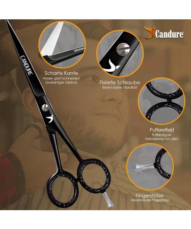 CANDURE HARKRACHER 6 Haircase Scissors - Professional Hair & Beard Shears for Men Women Kids & Pets | Lightweight Matt Black Haircutting Tools - Buy Online on GoSupps.com