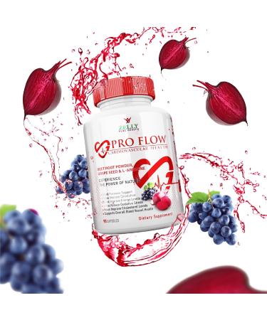 Pro Flow Circulation Support Supplement 90 Beet Root Capsules with Grape Seed Extract L-Arginine Vitamins B12 beet root extract capsules Blood Circulation Supplement - 90 Capsules - Buy Online on GoSupps.com