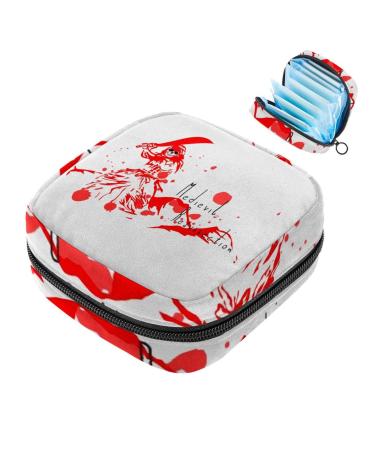 Menstruation pad bag with zipper women's napkin bag tampons collective bags for women and girls (Gothic-Skeletz-Totenkopf)