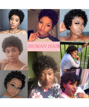 Short Curly Pixie Cut Wig for Black Women - Human Hair Full Made Natural Color 1B | Non-Lace Short Hair Wig - Buy Online on GoSupps.com