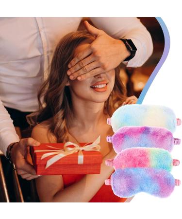Shop WLLHYF 4 Pcs Plush Rainbow Eye Masks | Soft & Comfortable Furry Sleep Covers for Adults & Kids | Perfect for Travel & Napping - Buy Online on GoSupps.com